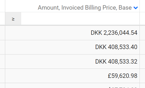 Column Amount Example