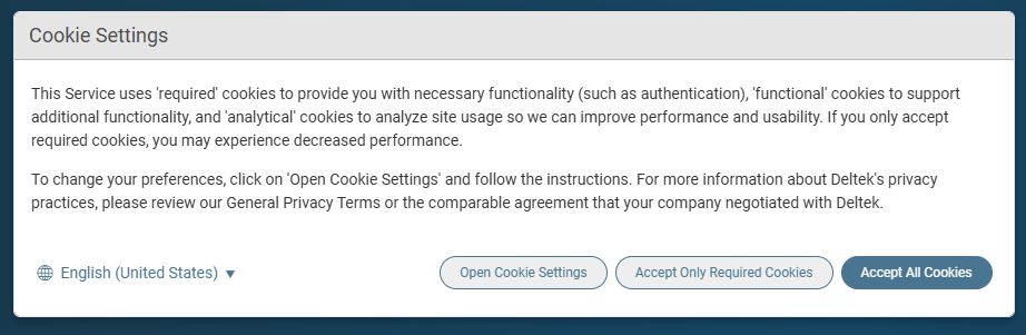 Cookie Settings: Screen 1