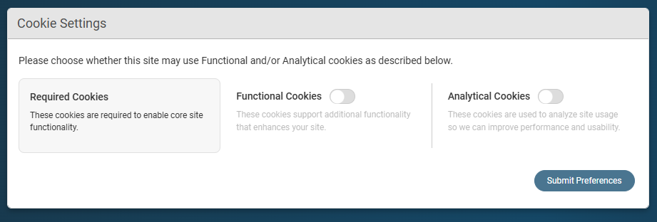Cookie Settings: Screen 2