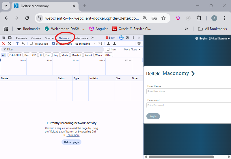 Click the Network tab in the Chrome DevTools panel.