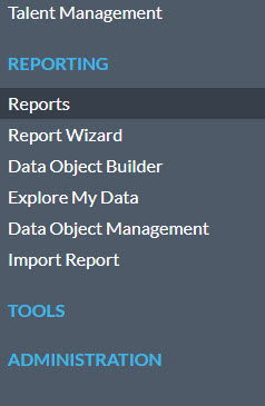 Reporting Tool Menu